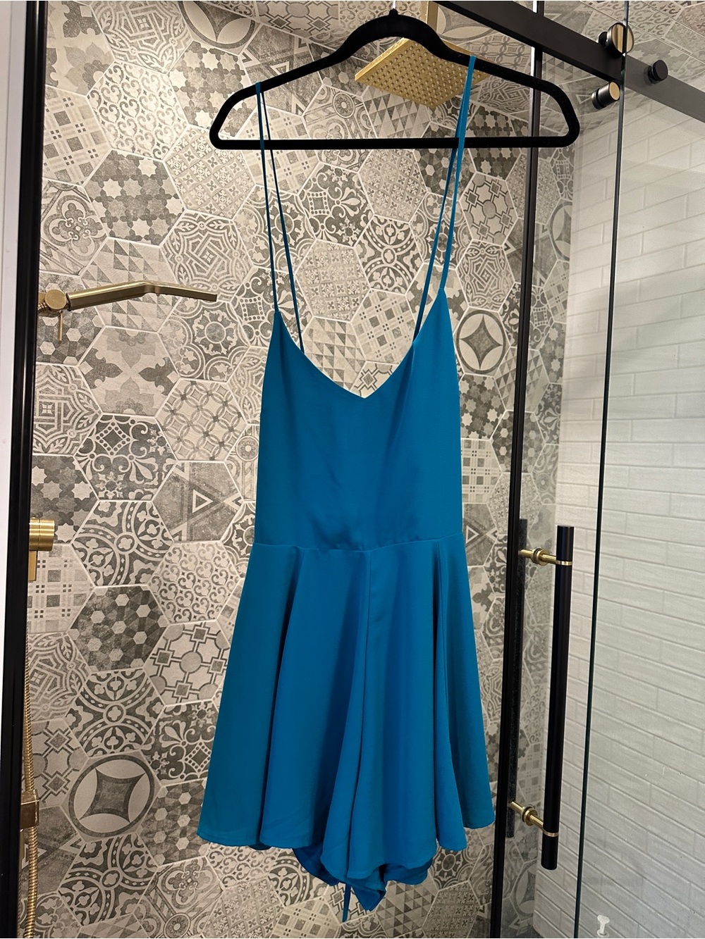 Express Teal Blue Spaghetti-Strap Mini Dress